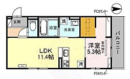 京都地下鉄東西線 東野駅 徒歩20分の賃貸アパート 3階1LDKの間取り