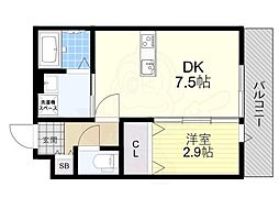 京都地下鉄東西線 椥辻駅 徒歩5分の賃貸アパート 1階1DKの間取り