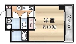 京都地下鉄東西線 山科駅 徒歩2分の賃貸マンション 5階1Kの間取り