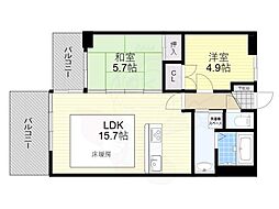 JR東海道・山陽本線 膳所駅 徒歩10分の賃貸マンション 8階2LDKの間取り