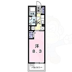 JR湖西線 唐崎駅 徒歩3分の賃貸マンション 3階1Kの間取り