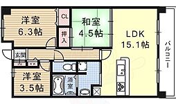 JR湖西線 大津京駅 徒歩3分の賃貸マンション 11階3LDKの間取り