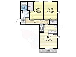 JR東海道・山陽本線 瀬田駅 徒歩13分の賃貸アパート 1階2LDKの間取り