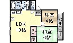 京都地下鉄東西線 御陵駅 徒歩7分の賃貸アパート 1階2LDKの間取り