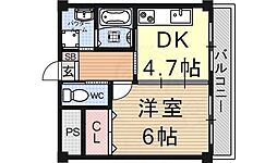 JR東海道・山陽本線 瀬田駅 徒歩5分の賃貸マンション 4階1DKの間取り
