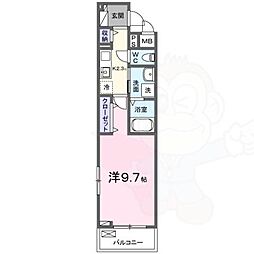 JR湖西線 堅田駅 徒歩10分の賃貸アパート 2階1Kの間取り