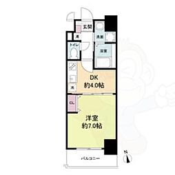 JR東海道・山陽本線 大津駅 徒歩5分の賃貸マンション 9階1DKの間取り