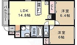 京阪石山坂本線 粟津駅 徒歩7分の賃貸アパート 1階2LDKの間取り