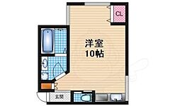 京都地下鉄東西線 御陵駅 徒歩2分の賃貸マンション 3階ワンルームの間取り