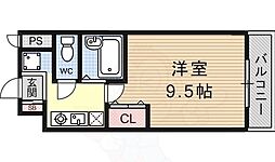 京都地下鉄東西線 椥辻駅 徒歩3分の賃貸マンション 5階1Kの間取り