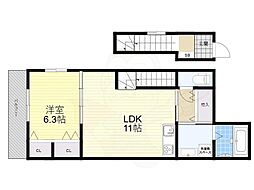 JR東海道・山陽本線 瀬田駅 徒歩15分の賃貸アパート 2階1LDKの間取り