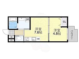 LEI椥辻 1LDKの間取図画像