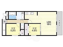 京阪宇治線 木幡駅 徒歩7分の賃貸マンション 1階2LDKの間取り