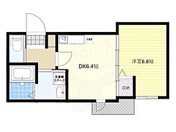 Fortuna打出浜 1DKの間取図画像