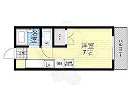 アテッサ京都B 1Kの間取図画像