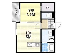 Gracias Maison 山科 1LDKの間取図画像