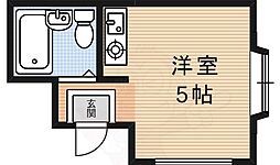 京都地下鉄東西線 椥辻駅 徒歩20分の賃貸アパート 2階ワンルームの間取り