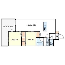 レガリア 2階2LDKの間取り
