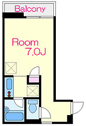 ラ　クローネ 1階ワンルームの間取り