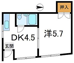 遠藤ビル 1階1Kの間取り