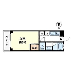 コーポみゆき 4階1Kの間取り