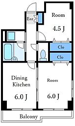 LOASI 3階2DKの間取り