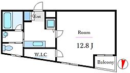 サンライズ田端II 3階1Kの間取り