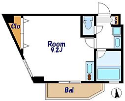 JR山手線 田端駅 徒歩8分の賃貸マンション 4階1Kの間取り