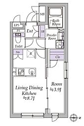 アトリオフラッツ日暮里 2階1LDKの間取り