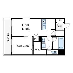 メゾンクレール谷在家 1LDKの間取図画像