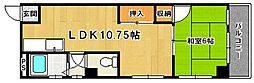 東栄コーポ 1LDKの間取図画像