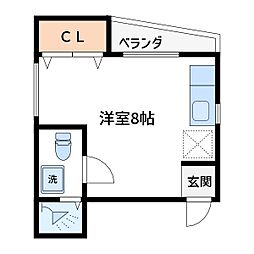 ハイム栄3 ワンルームの間取図画像