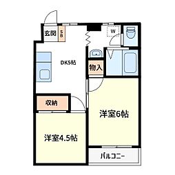 第三田嶋ビル 2DKの間取図画像