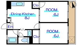 イカリハイツ 2DKの間取図画像