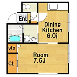 斉藤ハイツ 1DKの間取図画像