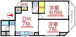 都築ビル 2DKの間取図画像