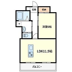 パル駒込 1LDKの間取図画像