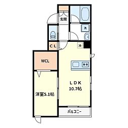 HARVEST日暮里 1LDKの間取図画像