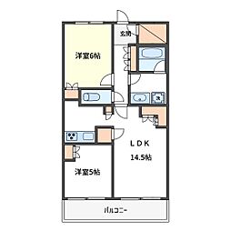 浅草タワー 2LDKの間取図画像