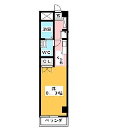 デザイナーズハウス燦 1階ワンルームの間取り