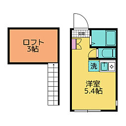 ヒルズ大島 1階ワンルームの間取り