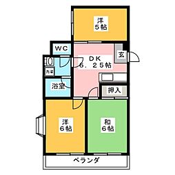 エルベ・メゾン鹿島 3DKの間取図画像