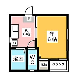 クレールメゾン2 1Kの間取図画像
