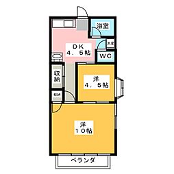 メリーポピンズ 2DKの間取図画像