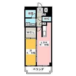 リバーサウス川崎 1LDKの間取図画像