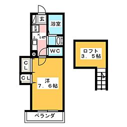 グリーンリーフ東門前 1Kの間取図画像