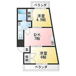 第一吉田ビル 2DKの間取図画像