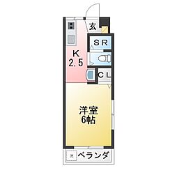 ハイツさいわい ワンルームの間取図画像