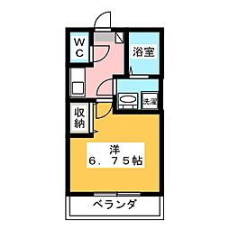 アネックス2 1Kの間取図画像