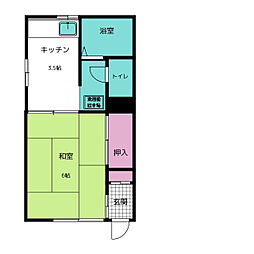 南ハイツ 1階1Kの間取り